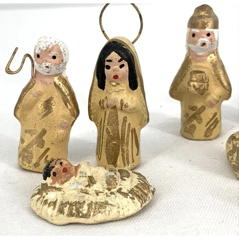 Mexican Nativity Handmade Clay Pottery Folk Art 14 Pc Miniature